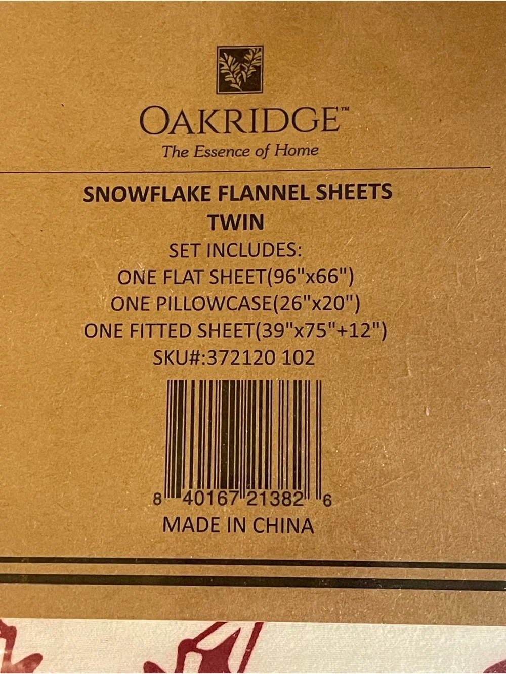 Red Snowflake Flannel Sheet Set - Twin